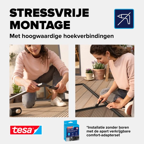 tesa INSECT STOP Aluminium For Doors Frame Fly Screen - hor met aluminium frame, helder zicht, antraciet - 100 x 220 cm