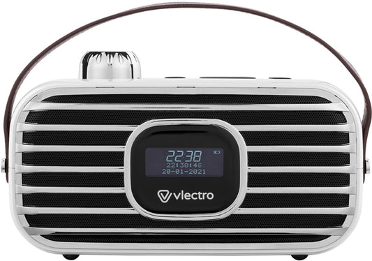 Vlectro Retro DAB+ Radio met Bluetooth - Compact Design - 12u Accuduur - Inclusief Alarmklok