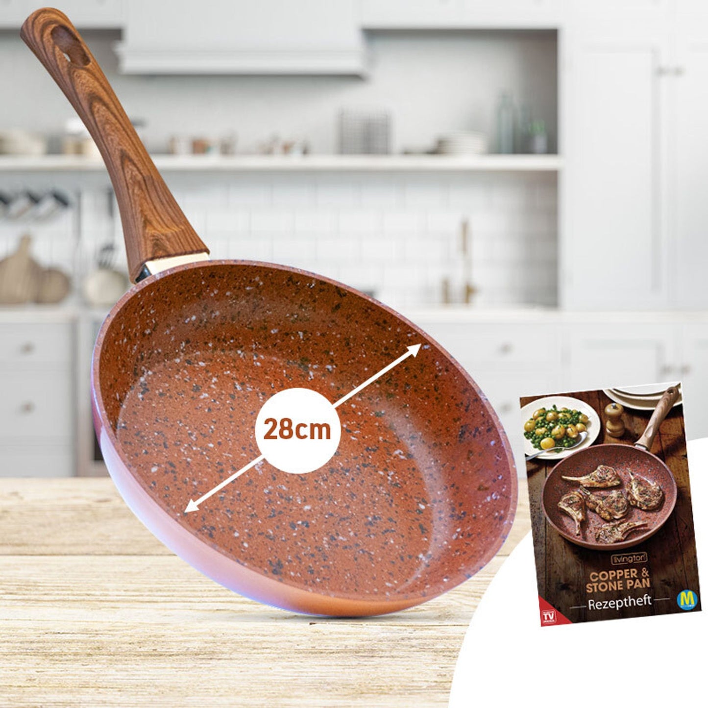 Livington koperen en stenen glazen deksel 28 cm
