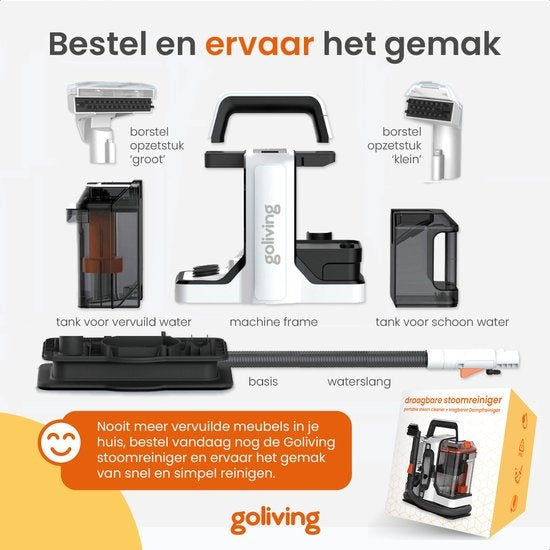 Goliving Tapijtreiniger - Reinigingsmachine - Krachtige Vlekkenreiniger - 450W Motor - Draagbare Bank Reiniger - Waterstofzuiger Met 2 Opzetstukken