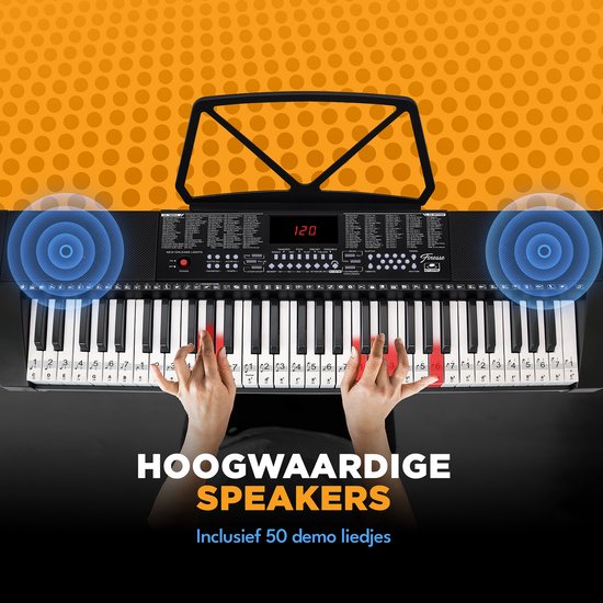 Finesse Keyboard Piano - Verlichting - Statief & Accessoires - 61 Toetsen - Digitale Piano - Elektrische Piano - Kind