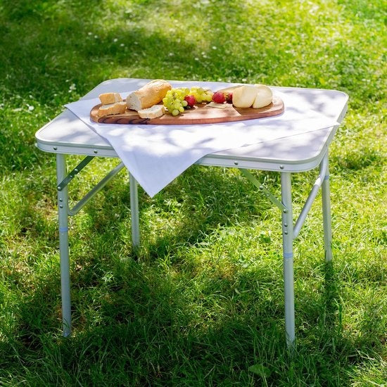 tectake® - Campingtafel opvouwbaar - Draagbare kampeertafel - Vouwtafel buiten - Inklapbare tafel - Weerbestendig - 75x55x68cm - Grijs