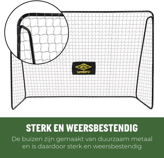 Umbro Voetbaldoel - Voetbal Goal 300 x 120 x 205 cm - Voetbalgoal Groot - Buitenspeelgoed voor Kinderen en Volwassenen - Snelle Montage - Voetbal Training Doel - Metaal - Zwart/ Geel