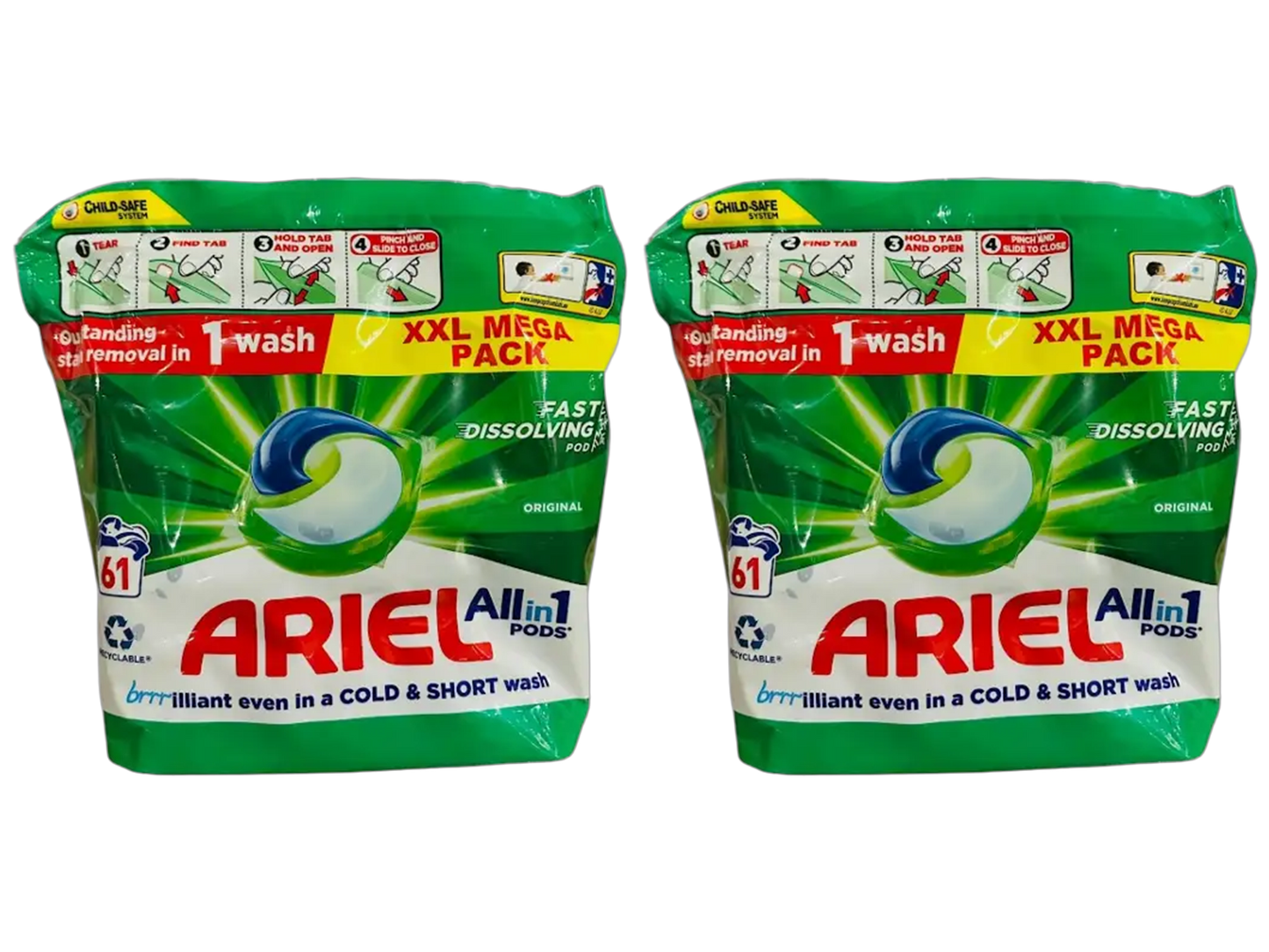 Ariel All-in-1 Original 122x Waspods – Krachtige Wascapsules – 2 Verpakkingen Van 61 Stuks