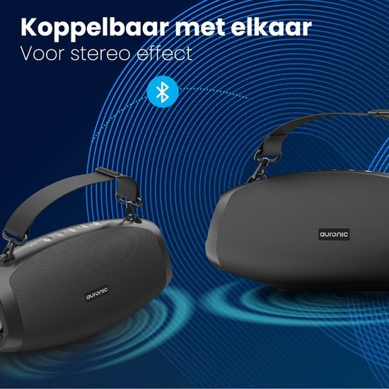 Auronic Boombox - Extra Bass - Bluetooth Speaker - Draadloos - Muziek box - USB, AUX en SD-kaart Aansluiting - Zwart