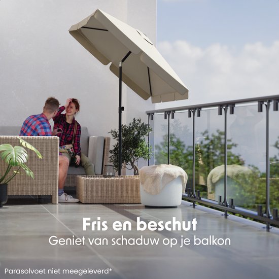 LifeGoods Parasol - Tuin - Balkonparasol - 200x125cm - 30° Kantelbaar - Waterdicht - UPF50+ - Taupe