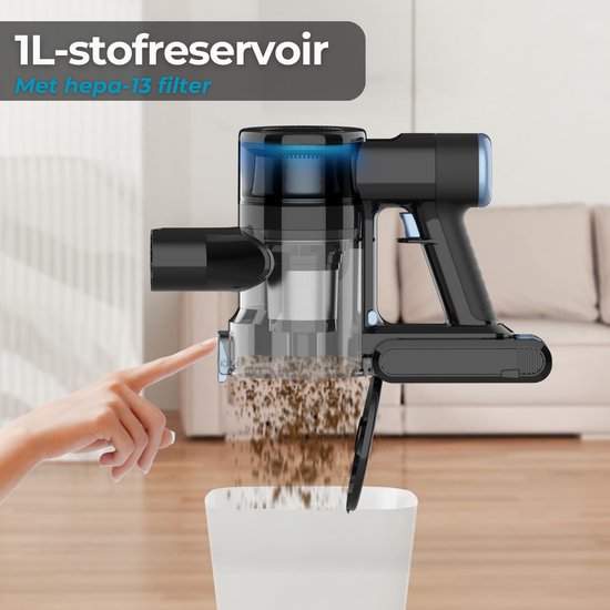 Sanovy Turbo Flex X28 Steelstofzuiger Draadloos - Zonder Zak - Op Accu - 350W - 28Kpa - Met Opzetstukken - Draadloze Stofzuiger Zonder Zak