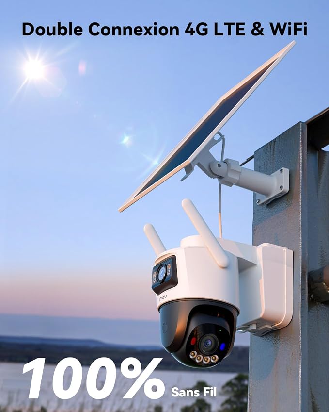 Imou IPC-SA70F-10M1T2 Solar Beveiligingscamera – Dual 5MP – WiFi & 4G LTE – IP65