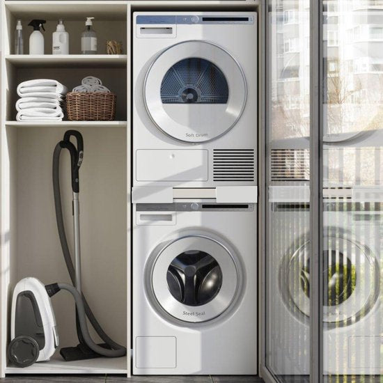 Vonia Tussenstuk wasmachine droger - Stapelkit wasmachine droger - Universeel - Verstelbaar - Wit