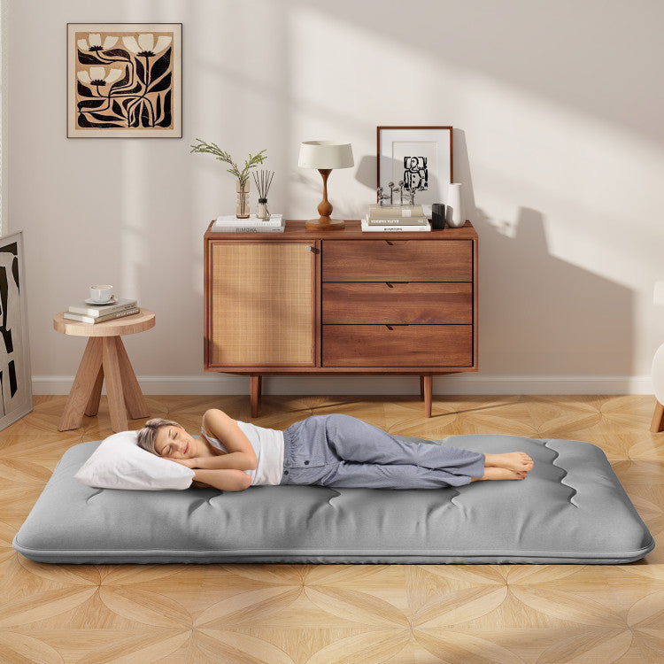 Coast Comfortabele Futon Matras Twin Size 80" x 39" - Grijs met Wasbare Hoes en Draagtas