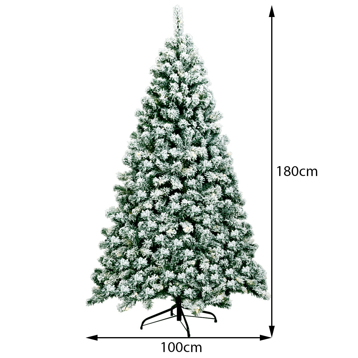 Coast Besneeuwde Kunstkerstboom met LED Wit/Groen – 100 x 180 cm – 928 Takpunten en 250 Warmwitte Lampjes