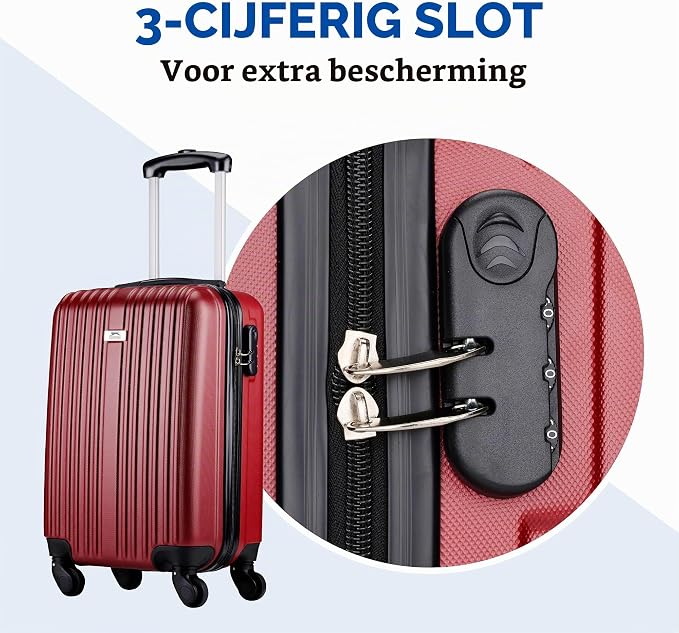 Slazenger Kofferset 2-delig - Rood - Hardcase ABS - 71 & 26 Liter - Cijferslot - 360° Zwenkwielen