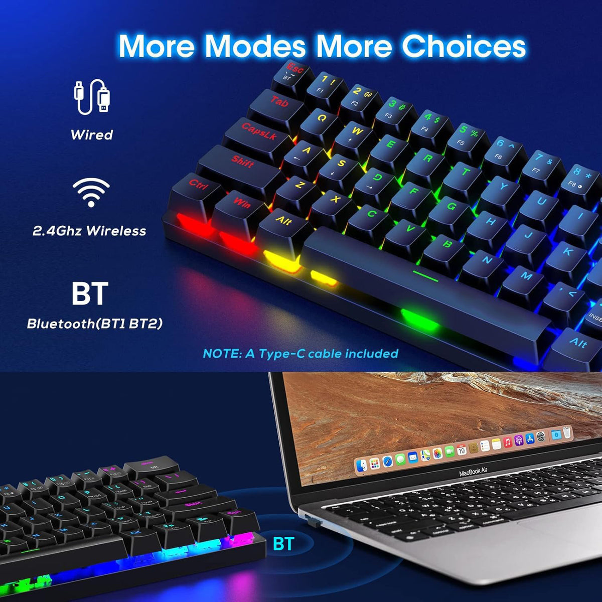 ET mechanisch toetsenbord met muis - 60% - QWERTY US