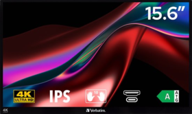 Verbatim Draagbaar aanraakscherm Ultra HD 4K - 15,6” Zwart