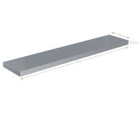 Casaria Wandplank Zwevend - 90 cm 15kg Belastbaar - Hoogglans Grijs
