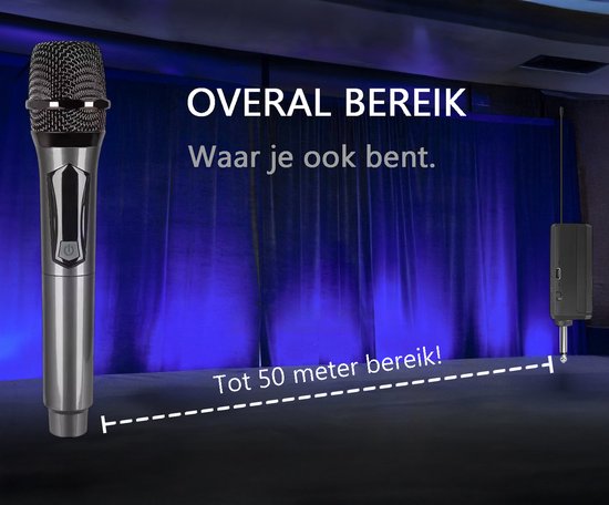 Tech Essentials Draadloze Microfoon - USB-C Oplaadbaar - Extra bereik - Karaoke - ASMR - Studio - Geschikt Voor Partybox - 3.5-6.3mm Jack