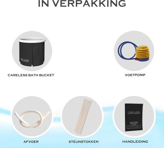 Care Less Ijsbad - Opvouwbare Badkuip met Pomp en Afvoerslang - Inclusief Hoes - Zwart