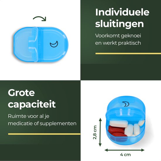 Gandria Pillendoos 7 Dagen - Uitneembaar Pillendoosje - Medicijndoos met 14 Compartimenten - Medicijndoos met Stevige Sluiting - 2 Vakken per Dag - 7 Kleuren