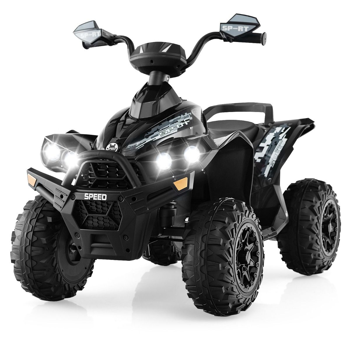 Coast Elektrische kinderquad - met muziek, claxon en LED-koplamp - zwart