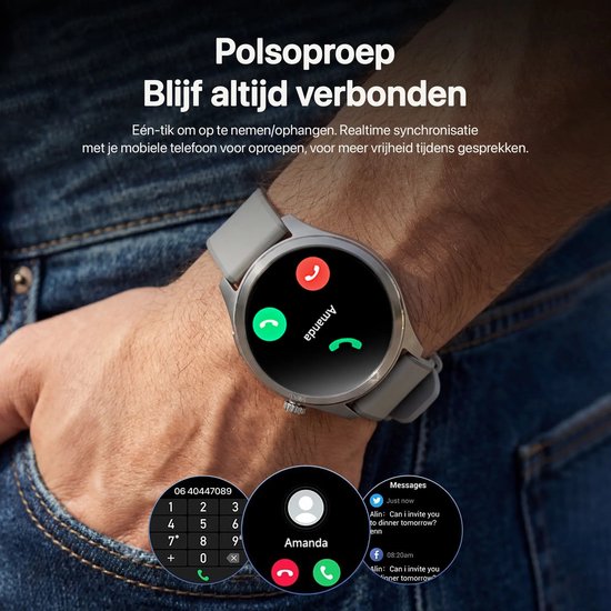Otiume Modern Pulse GTR1 – Smartwatch – 46mm Amoled Display – Dual GPS – Bluetooth bellen – Zwart