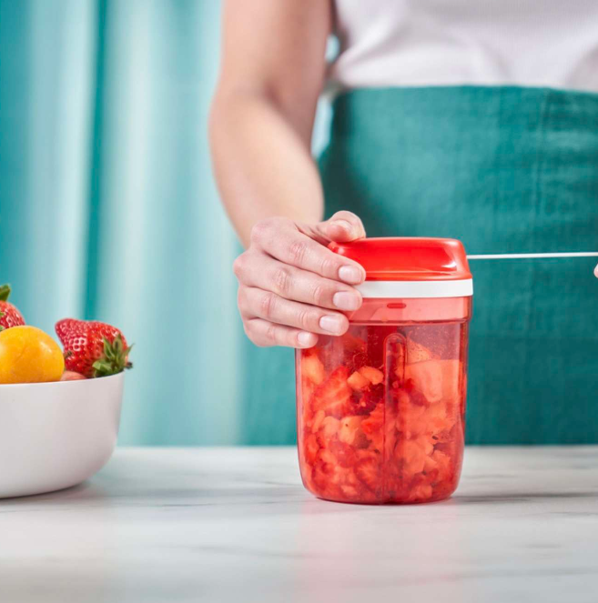 Tupperware SuperSonic Chopper Medium - 730 ml - 3 Messen - Rood