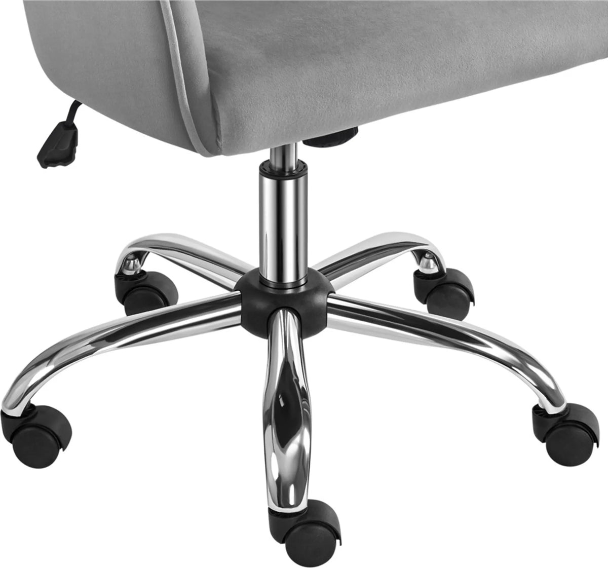 Yaheetech Bureaustoel Ergonomisch – Voorzien Van Luxe Fluwelen Bekleding En In Hoogte Verstelbare Gaslift En 360° Draaibare Nylon Wielen – Voor Kantoor En Studeerkamer – Lichtgrijs Metaal – 60 x 61 x 83-92,5 cm