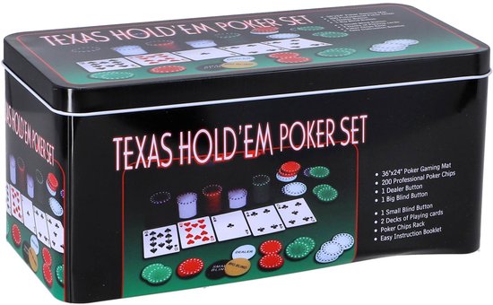 Pokerset in blik, 200-delig