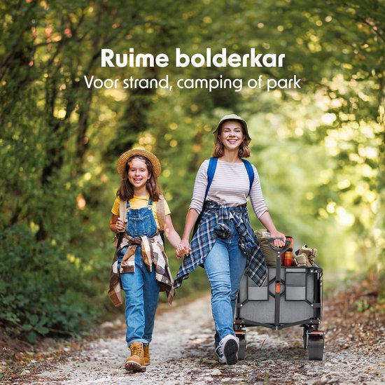 LifeGoods Bolderkar XL - 200L - Opvouwbaar - 100KG - Bolderwagen - Beschermhoes - Grijs