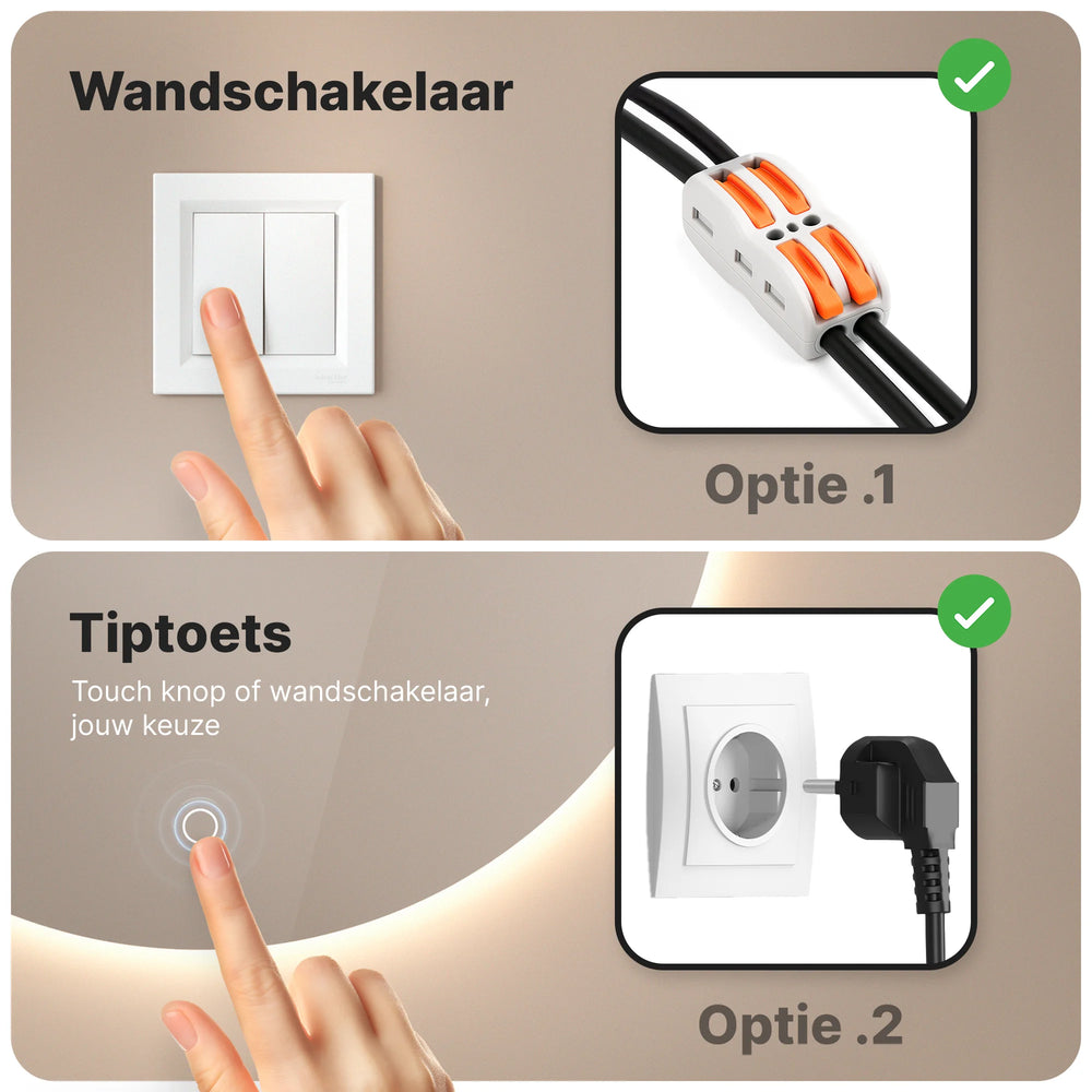 Mirlux Badkamerspiegel Rond Frameloos - Ø 60 cm - Dimbare LED, Anti-Condens, Touch Sensor