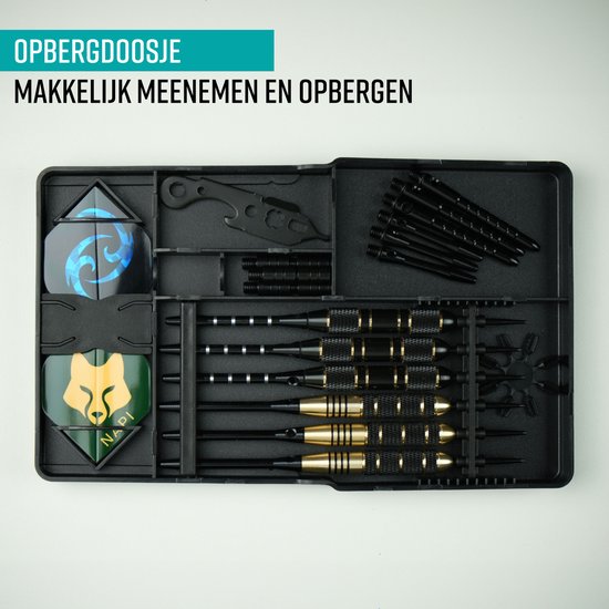 Napi Darts - 6 Dartpijlen (64-delig) - 23, 24, 25, 26 Gram Dartspijlen - 2 Sets Premium Brass Pijlen - Steeltip - Inclusief Dart Flights & Case