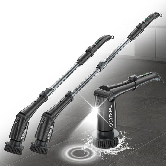 Joyware Elektrische Schoonmaakborstel Pro - Schrobborstel - Schrobber met Steel - Schrobmachine - Poetsmachine - Zwart - 7 Opzetstukken