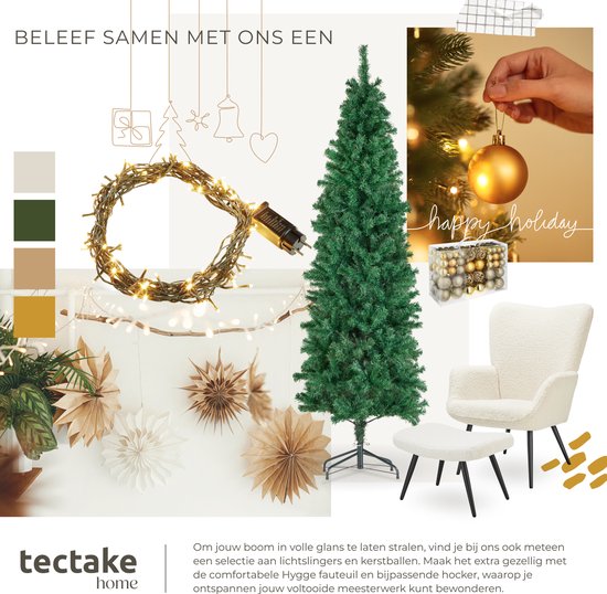 tectake® Kunstkerstboom - Levensecht met flexibele takken - Volumineus - Stabiel en eenvoudig te monteren - Kunstkerstboom als kerstversiering - 200 cm - 832 takken - groen