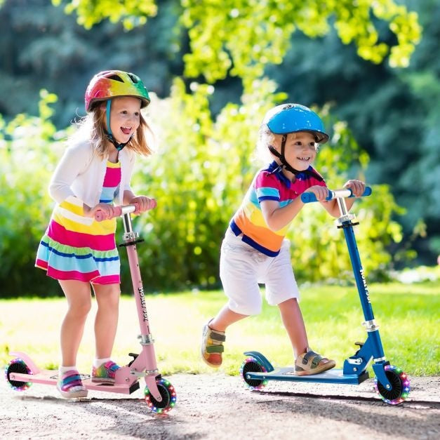 Coast Kinderstep - Twee Wiel Kick Scooter met Knipperende Wielen - Verstelbaar Stuur & Achterrem - Staan & Rijden - Roze