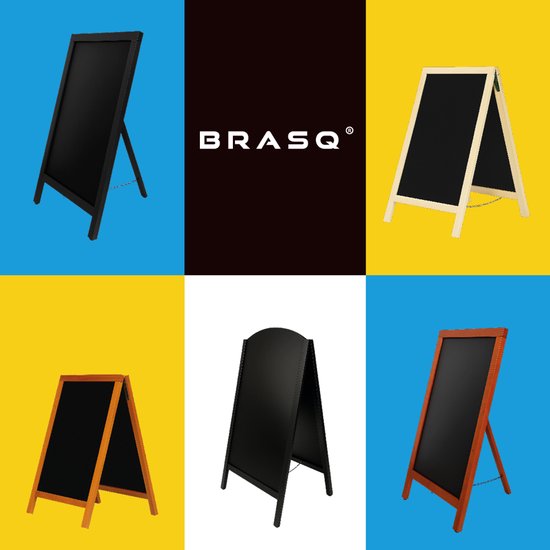 BRASQ Krijtstoepbord Elegance Mahonie - 70x130 CM - Krijtbord - Reclamebord - Stoepbord - Dubbelzijdig - voor Binnen en Buiten - Horeca