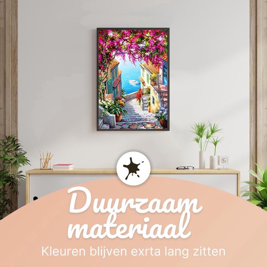 Rubye® Schilderen Op Nummer Volwassenen – Zeezicht – Inclusief Penselen – Canvas Schildersdoek zonder Frame – Kleuren op Nummer – 40x50cm