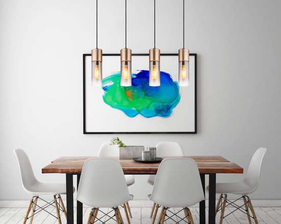 Globo - hanglamp - ANNIKA - bruin - glas - grote eettafellamp - E27 - 21000-4HCA