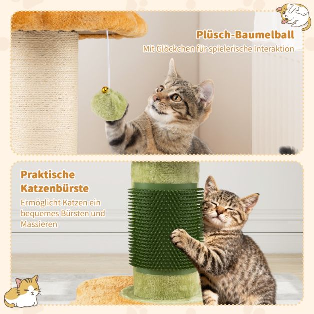 Coast Bloem Kattenboom – Kleine Krabpaal met Pluche Zitplek 40 x 40 x 69 cm – Geel