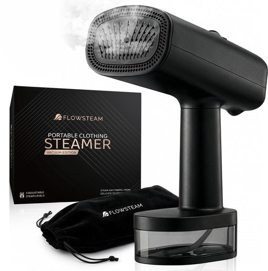 FLOWSTEAM® Vacuum Edition Kledingstomer - Handstomer met Zuigfunctie - Reisstomer - 2100W - Matte Black
