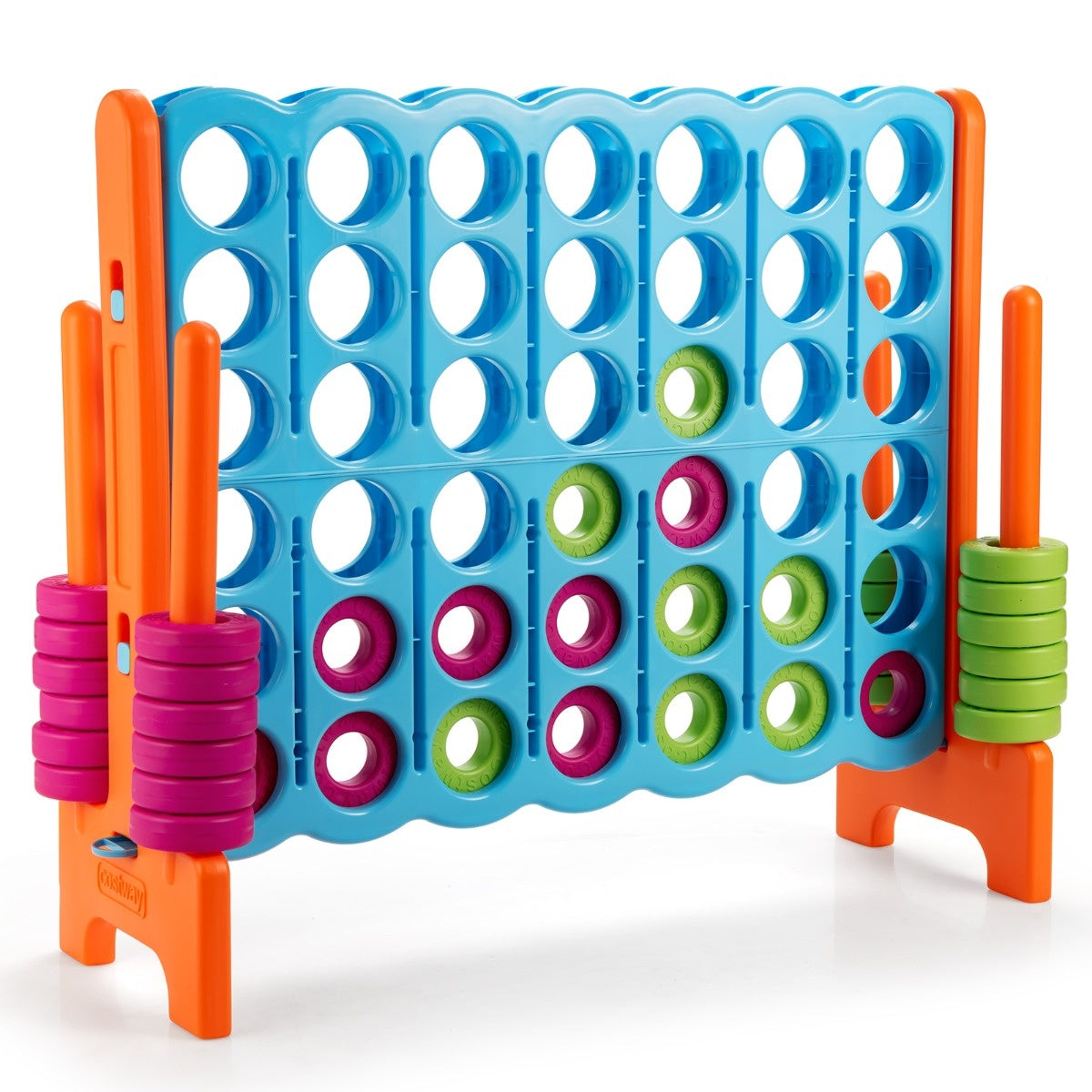 Coast Vier op een Rij Spel met 42 Jumbo Ringen 120 x 42 x 104 cm Blauw + Oranje