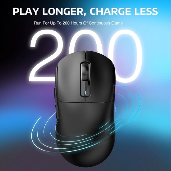 ATTACK SHARK Draadloze Gaming Muis - Wired/2.4G/BT5.4 - Lichtgewicht 49G - PAW3395 - 26000DPI - Zwart