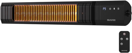Auronic Terrasverwarmer - Infrarood Verwarming - Touch Display - 10m2 - Elektrisch - 2000W - Afstandsbediening - 9 Standen - Zwart