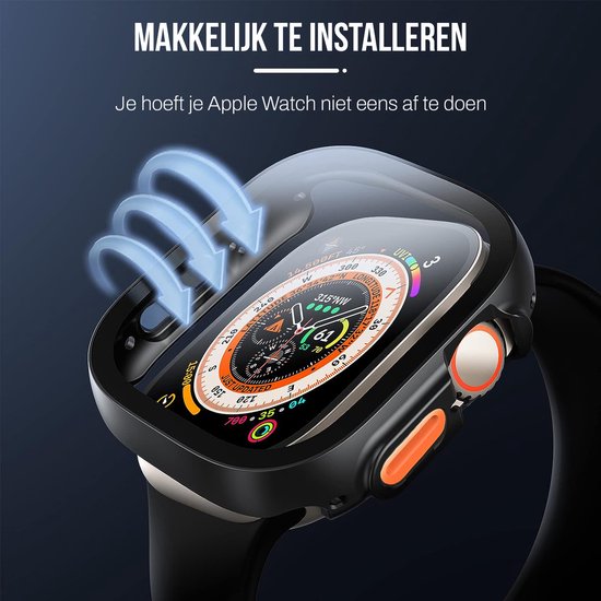 Hoesje geschikt voor Apple Watch Ultra - 49 mm Screen Protector - Podec Full Cover Hard Case - Zwart - 2 Stuks