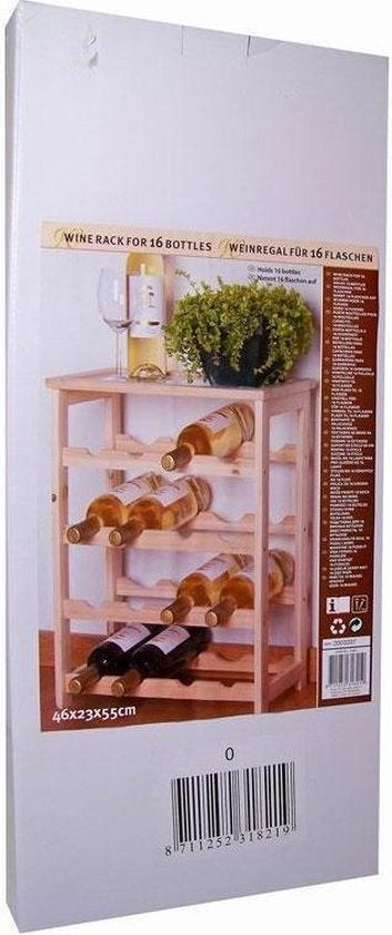 Wijnrek - 55 cm hoog - Hout - 16 flessen