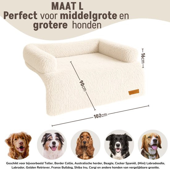By Cee Cee Origineel Hondendeken Bank – Hondenkleed Bank - Hondenmand - Premium - Volledig Afritsbaar - Beige- 102x90 - Maat L