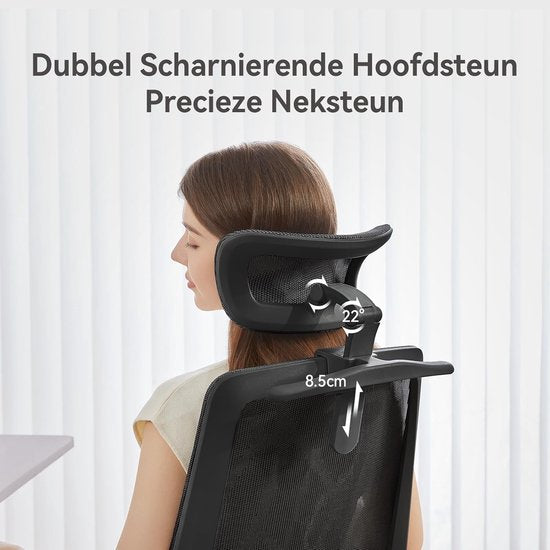 SIHOO M59AS Ergonomische Bureaustoel - 3D Verstelbare & 90° Opklapbare Armleuningen - Dubbele Rugleuning met Adaptieve Lendensteun - Zadelvormig Zitkussen - Hoogwaardig Mesh - BIFMA/SGS Gecertificeerd - Tot 150kg - 43.5x50.5x101.6cm——Zwart