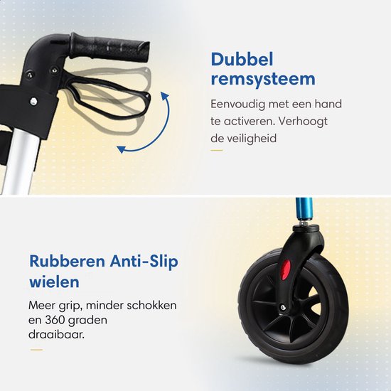 SafeLife Rollator Opvouwbaar met zitfunctie - voor binnen en buiten