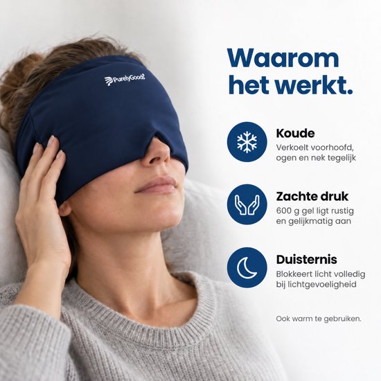 PurelyGoods® Migraine Masker 600 g - Coldpack met Diepvrieszak - Blauw