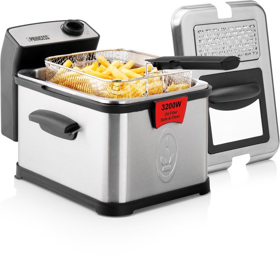 Princess Superior Frituurpan - 3 liter - Koude zone en filters - Krachtig 3200 Watt vermogen - 183001