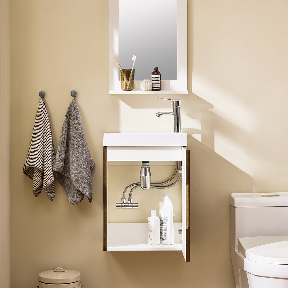 Compact en Stijlvol Badkamermeubel met Wastafel – SoBuy BZR196-BR (40 x 22 x 56 cm)