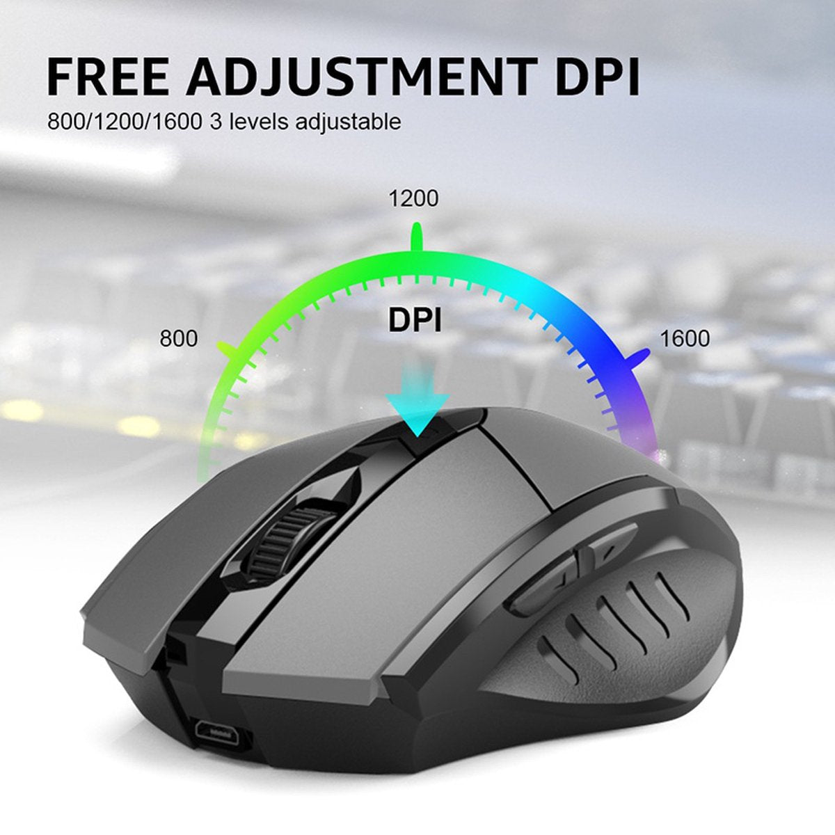 Garpex - Draadloze Muis Laptop - Computermuis - Oplaadbare Muis - LED Verlichting - Stille Draadloze Muis - Geschikt voor Gaming - Zwart